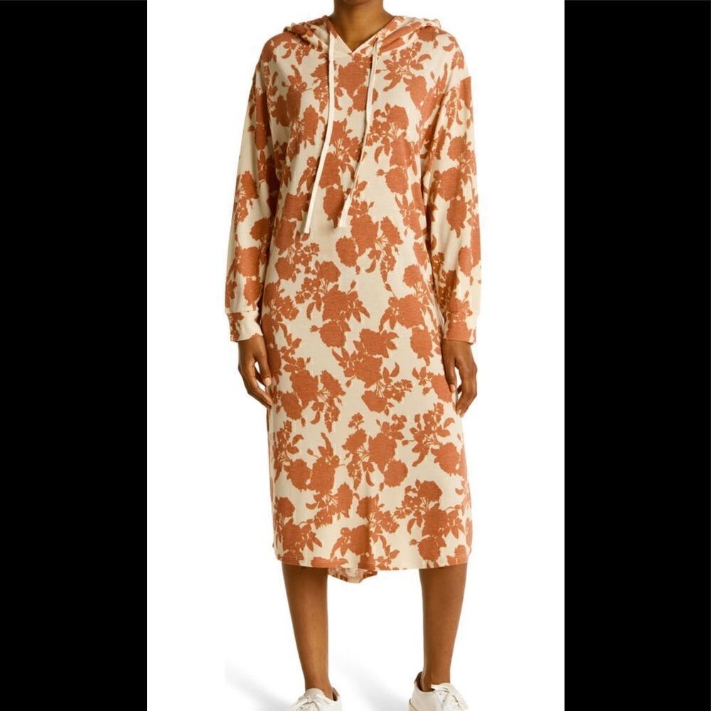 🧡Dress forum Women’s floral print hooded long sleeve dress size M, NWT